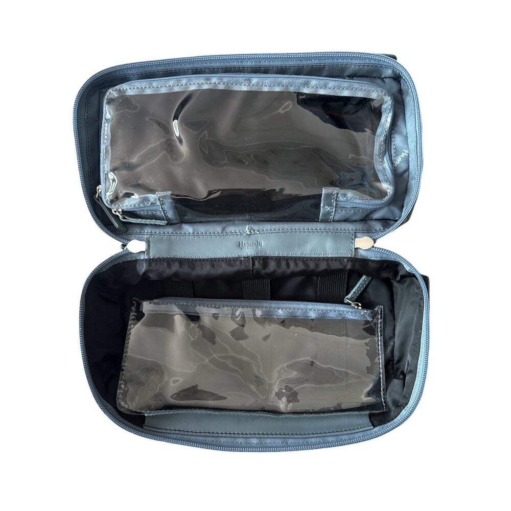 Hammitt Logo Dopp Kit Travel Toiletry Case Organizer Gray Blue Nylon Leather Zip - Picture 2 of 12